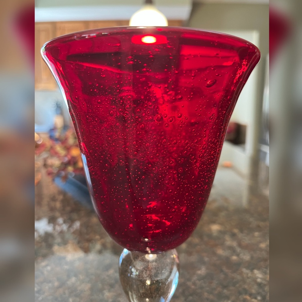 Artland - Iris Ruby Red Bubble Wine Goblets (Pair) - Picture 3 of 5